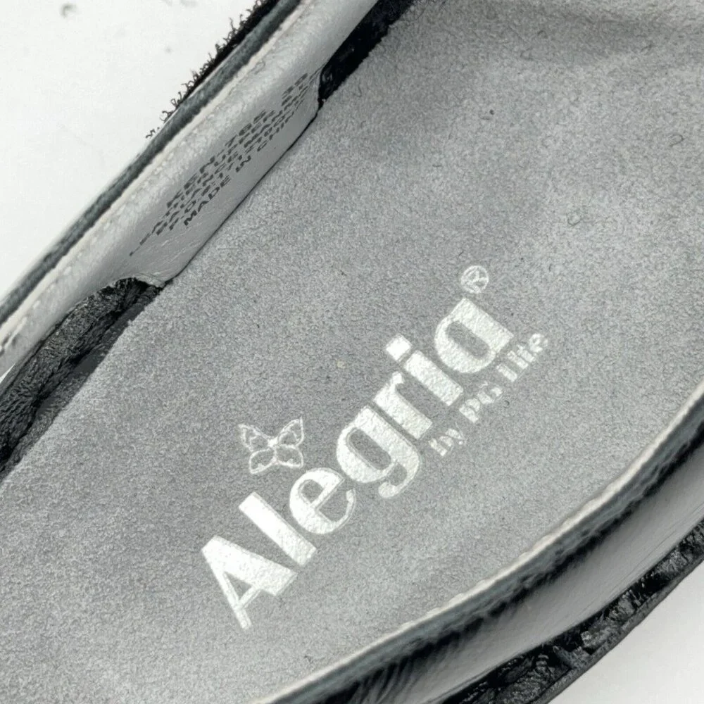 Alegria Sandals Kendra Leather T Strap Wedge Tile Me More Black Rocker US 9 EU39 - Picture 8 of 10
